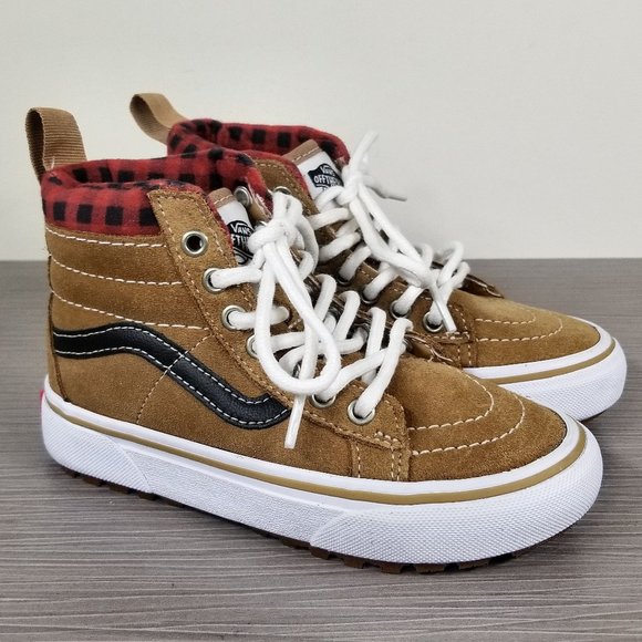 Vans Kids Sk8 Hi MTE 1 Skate Shoe  Brown / Plaid Suede, Little Kid Size 11 - Picture 1 of 13